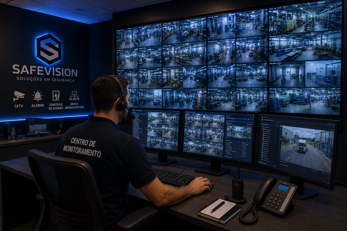 Central de monitoramento com videomonitoramento remoto multi-unidades